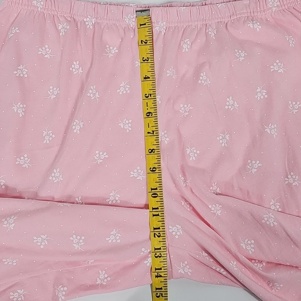 NWT Charter Club Intimates Ditsy Floral Capri Pink Button Front Pajama Set 2PC L